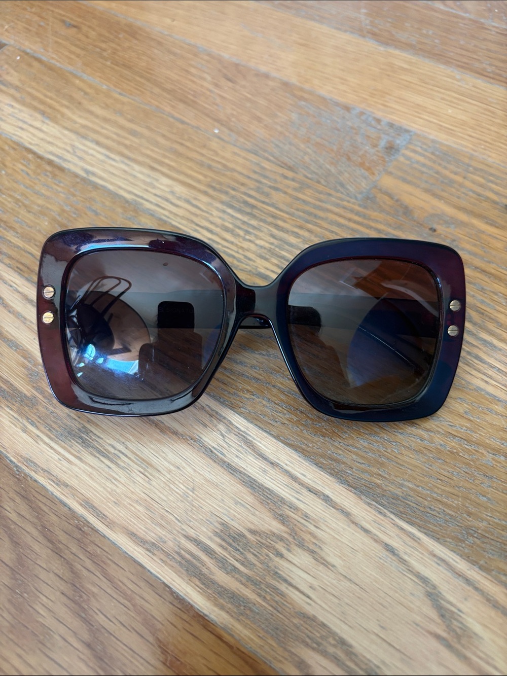 NYS Polarized Oversized Square Sunglasses Brown